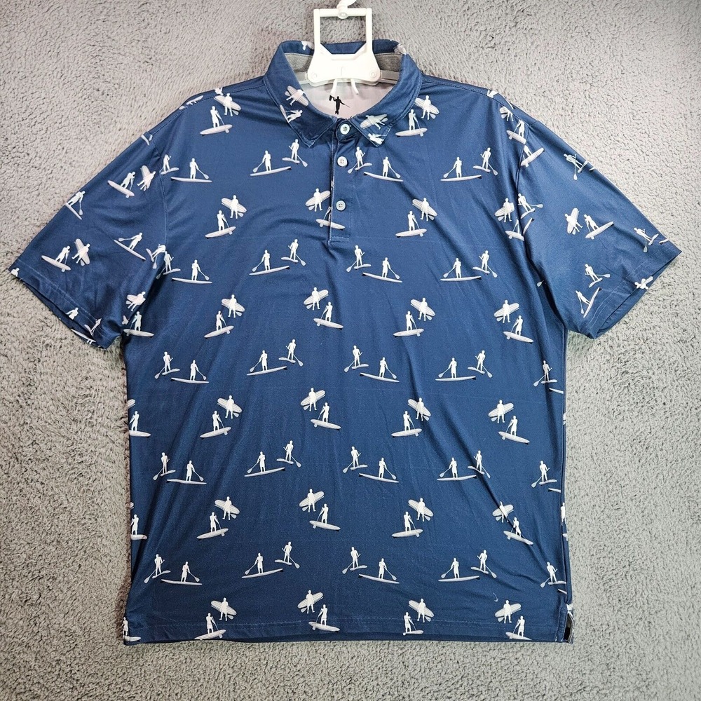 Anderson‎ Ord Polo Shirt Men XL Short Sleeve Geometric Print Graynish Blue
